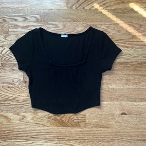 Black garage crop top